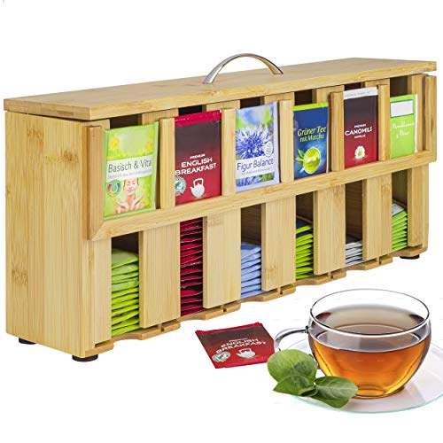 : ONVAYA® Teebox aus Holz | Teekiste mit 6 Fächern...
