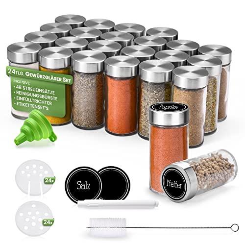 : FRESHMASTER Gewürzgläser Spice Jars Set - 24...