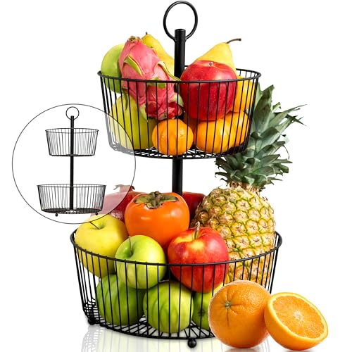 DEKOFY® Obst Etagere Schwarz - Obstkorb in...