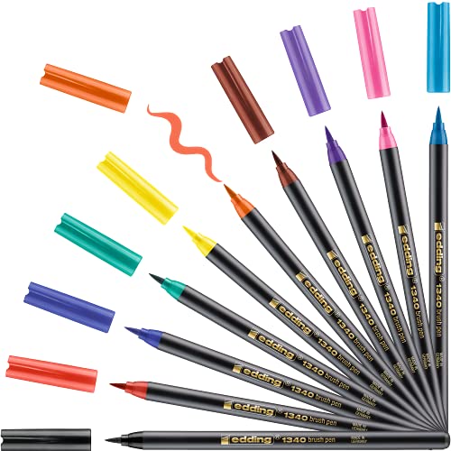 Beste Brushpen Platz 16: edding 1340 Pinselstift - 10er Set...