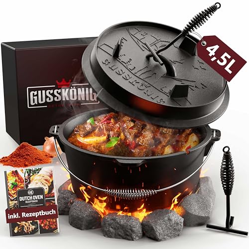 Beste Dutch Oven 2024: GUSSKÖNIG Dutch Oven Set [4.5L] - Eingebrannter...