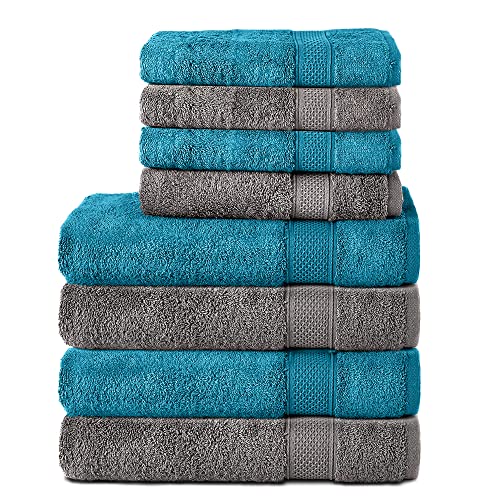 Handtuch Set: Komfortec 8er Handtuch Set aus 100% Baumwolle, 4...